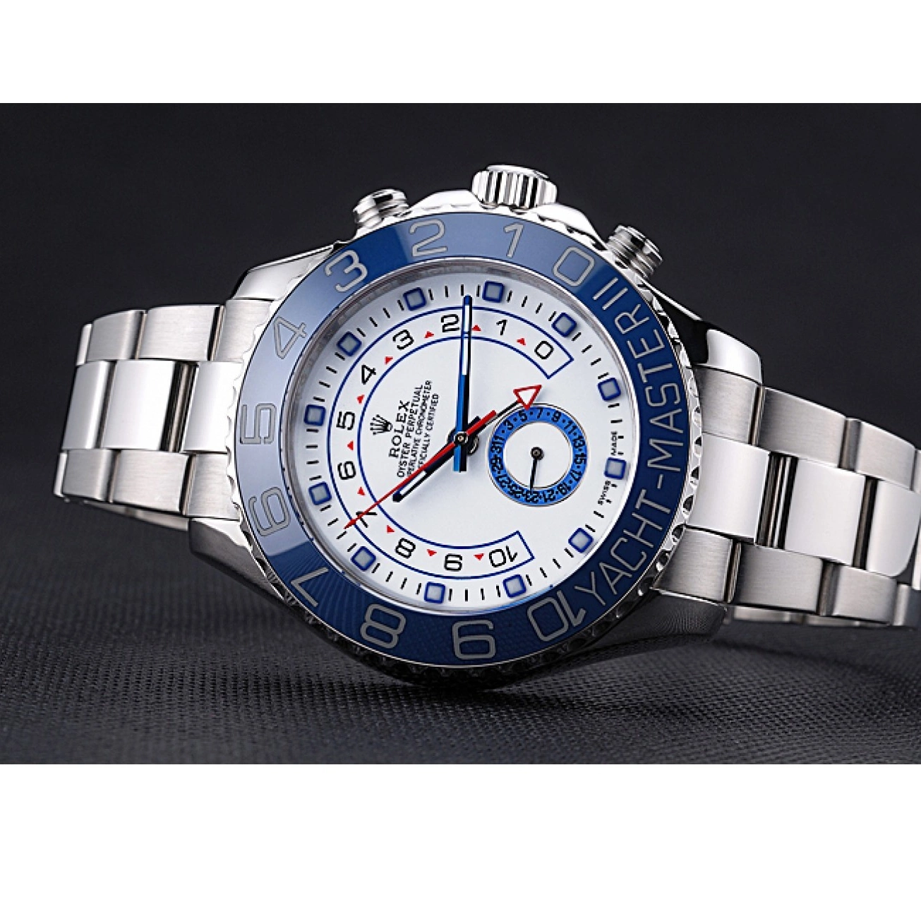 AAA Replica Watches White Yacht Stainless II Steel Bracelet Bezel 622269 Blue Master Dial Rolex 0805